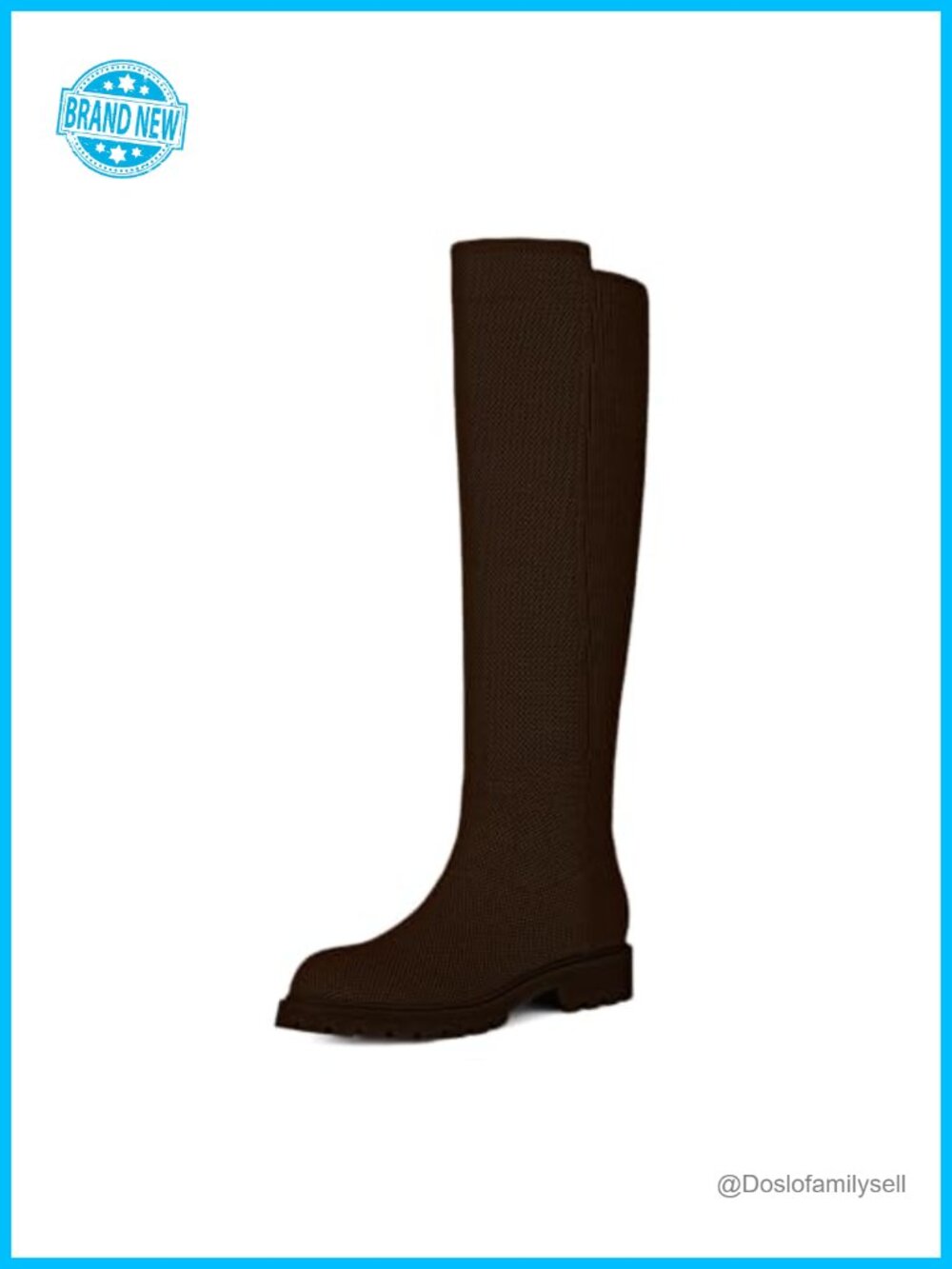 Women's Knee High Boots Stretchy Knit Round Toe Flat Tall Long Boots